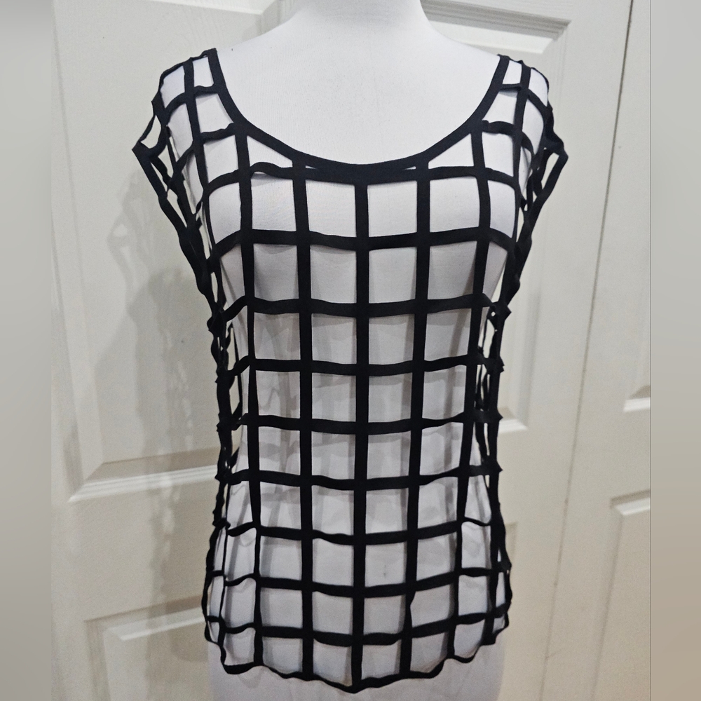 Punk Goth Sexy Rave Club Xtaren Black Cut Out Cage Sheer Net Top S NWOT